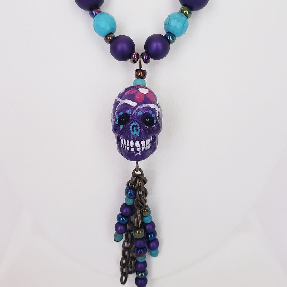"ZADKIEL" ~ DAY OF THE DEAD Sugar Skull Necklace by KATSPAW JEWELRY